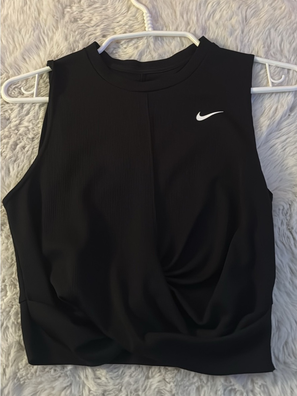 Nike Black Women's Ribbed Athletic Tank with White Swoosh